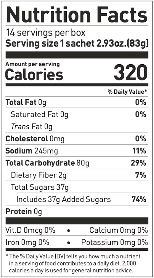Drink Mix 320 Nutrition Data